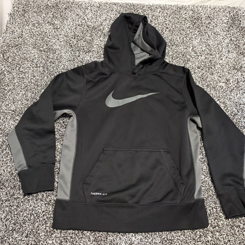Nike kids Black and Gray Therma-Fit Hoodie youth size med